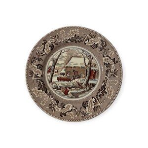 Johnson Brothers Historic America Brown Multicolor Service Plate Charger FLAWED